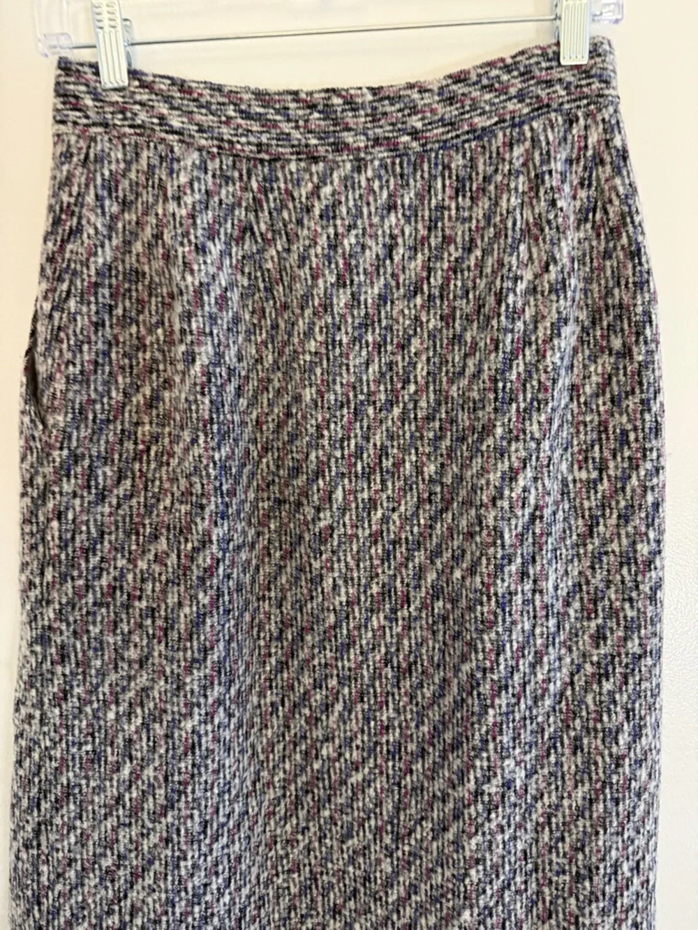 Christian Dior Vintage Women’s A-Line Midi Tweed Wool Gray Pleated Skirt Size 8 - Picture 5 of 8